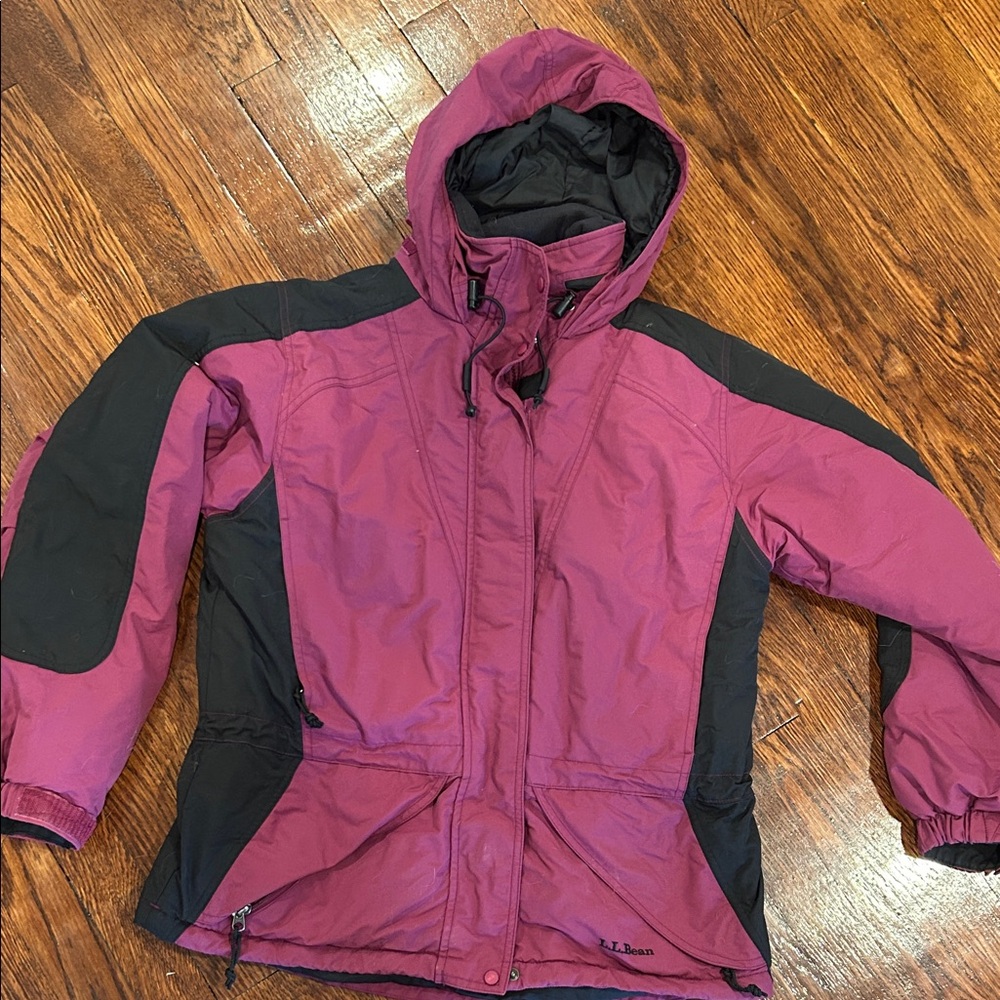 L.L. Bean Maroon and Black Hooded Jacket